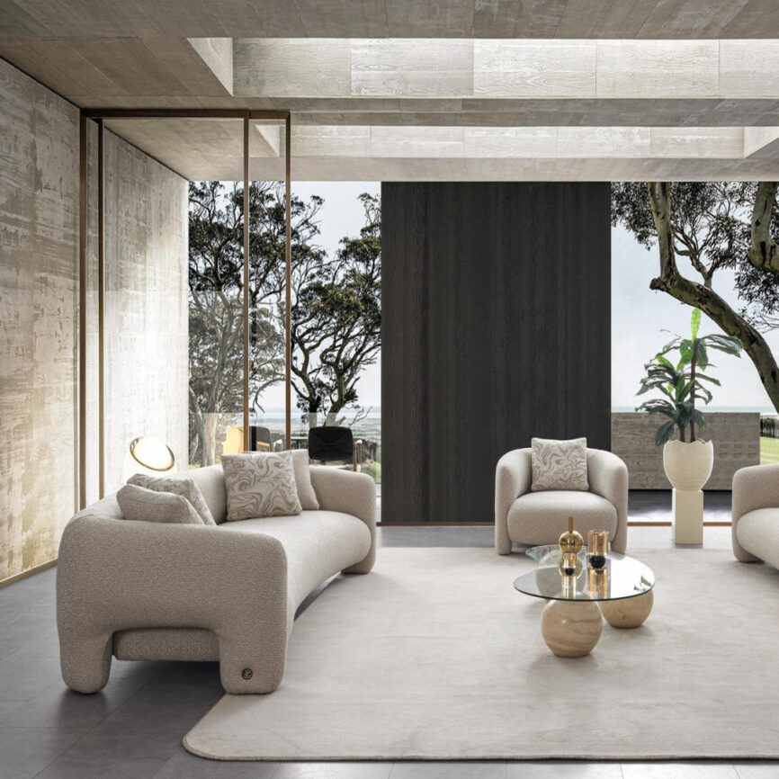 260 cm Sofa - Side View in Elegant Living Room