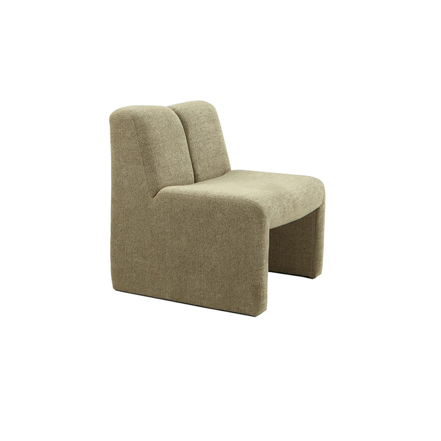 Modern accent boucle chair with soft, textured boucle fabric and sturdy legs.