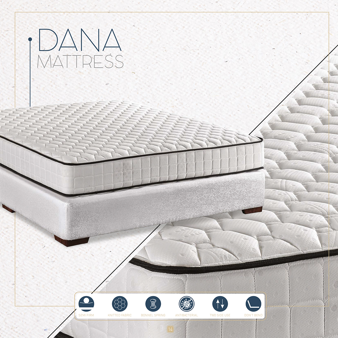 Dana Mattress - Semi-Firm, Bonnell Spring, Breathable & Antibacterial.