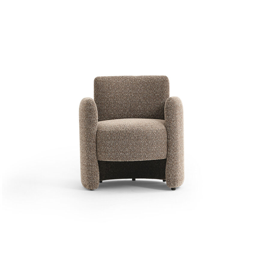 Scandinavian armchair (MZF-C3) with a minimalist design, featuring soft, wipeable fabric and high-comfort foam cushioning.