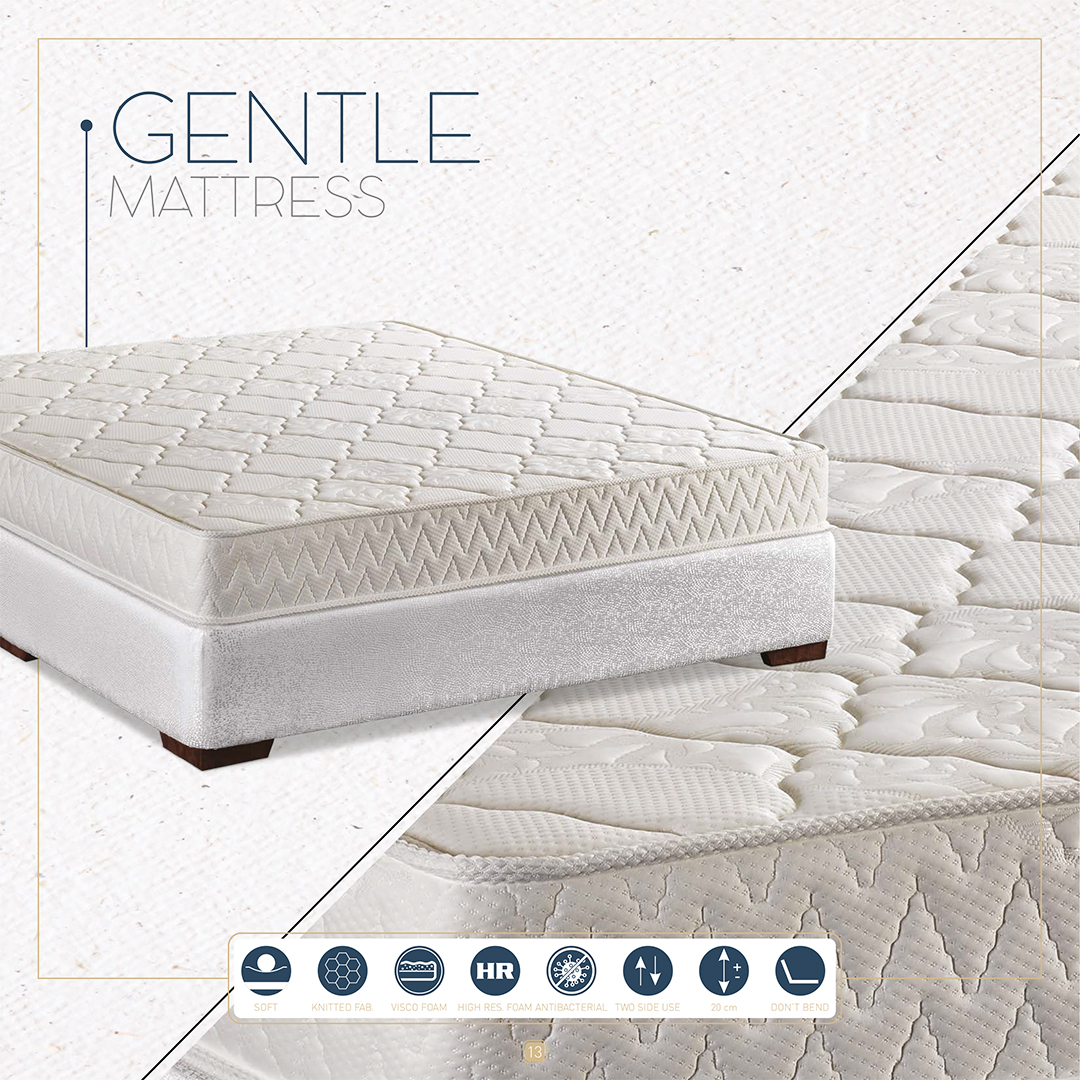 Gentle Mattress, Plush Comfort, Supportive Layers, Breathable & Durable.