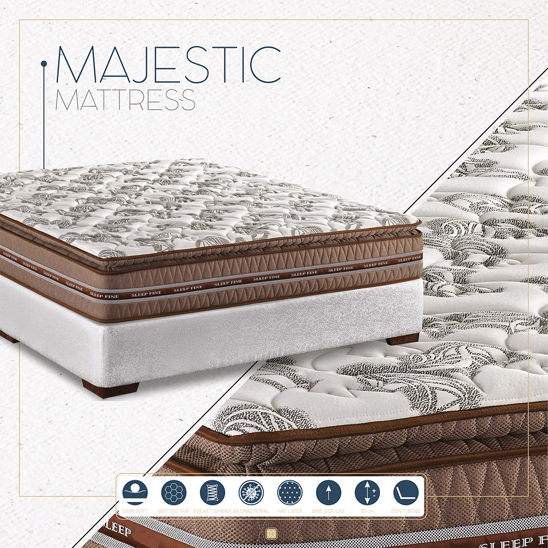 Majestic Mattress, Memory Foam, Pocket Coils, Cooling & Support.