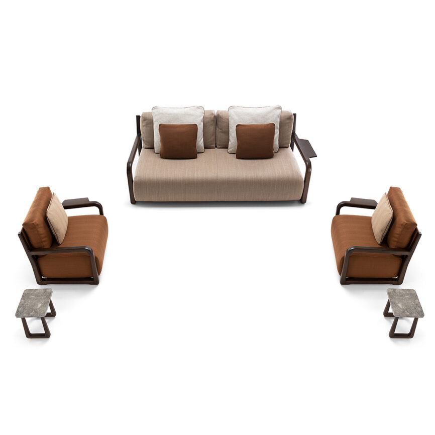 A stylish modern sofa featuring two brown and two white cushions, displayed with the logo "MZ" and website "www.mzfurniture.ae." Caption: MZF-S4 Sofa - Comfort meets contemporary elegance. Description: The MZF-S4 sofa boasts a sleek, minimalist design with plush cushions for ultimate comfort, showcased alongside the "MZ" logo and website "www.mzfurniture.ae." Perfect for adding style to any space.