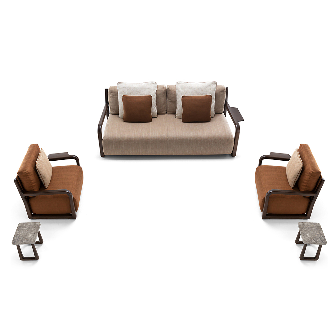 A stylish modern sofa featuring two brown and two white cushions, displayed with the logo "MZ" and website "www.mzfurniture.ae." Caption: MZF-S4 Sofa - Comfort meets contemporary elegance. Description: The MZF-S4 sofa boasts a sleek, minimalist design with plush cushions for ultimate comfort, showcased alongside the "MZ" logo and website "www.mzfurniture.ae." Perfect for adding style to any space.