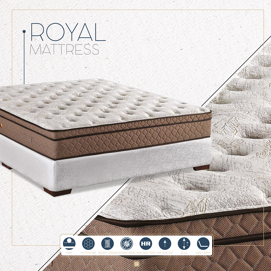 Royal Mattress, Plush Comfort, Advanced Support, Breathable & Elegant.