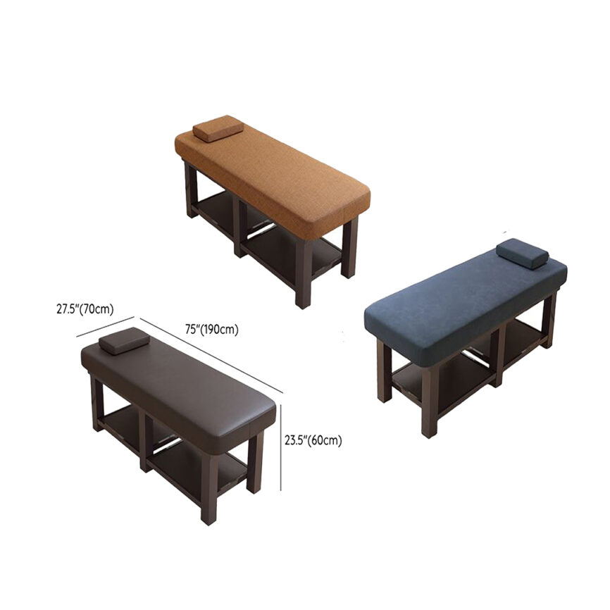 Customizable massage chaise lounge with sleek wooden frame and luxurious fabric or leather upholstery.