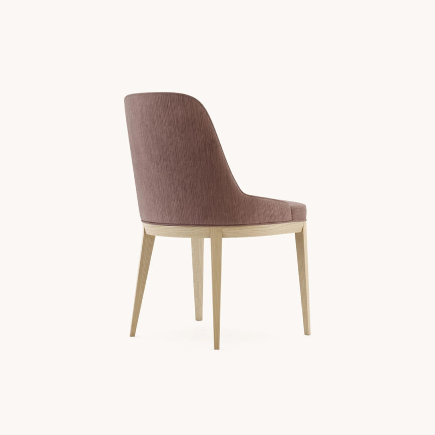 Aiysha dining chair in solid oak wood with customizable fabric upholstery, handcrafted to order