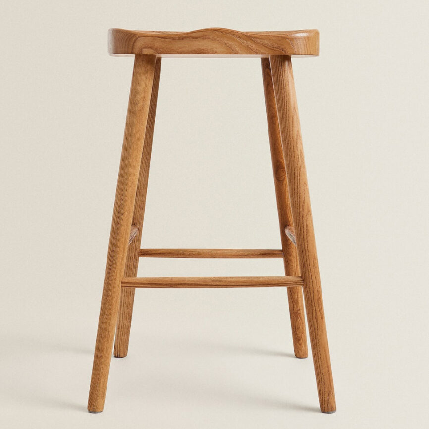 Modern Ash Bar Stool made from premium solid ash wood, sleek, durable, and stylish for any space.