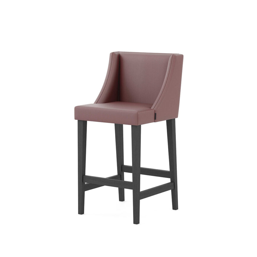 Modern Manhattan Bar Stool, crafted from oak wood with customizable fabric upholstery for style & comfort.