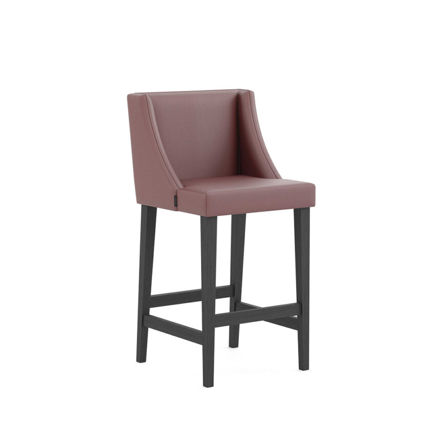Modern Manhattan Bar Stool, crafted from oak wood with customizable fabric upholstery for style & comfort.