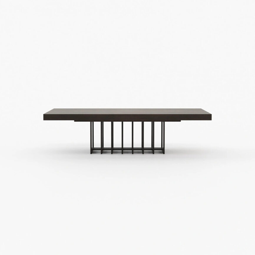 Prestige Dining Table with bold modern design, customizable materials.