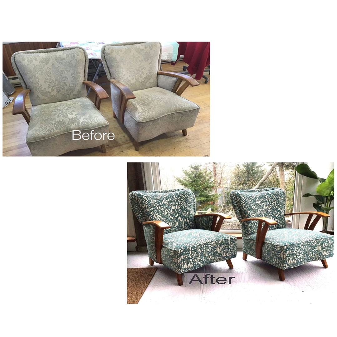 Sofa, Chairs, reupholstery and repair service in UAE - MZ Furniture restoring a modern beige sofa with premium fabric.