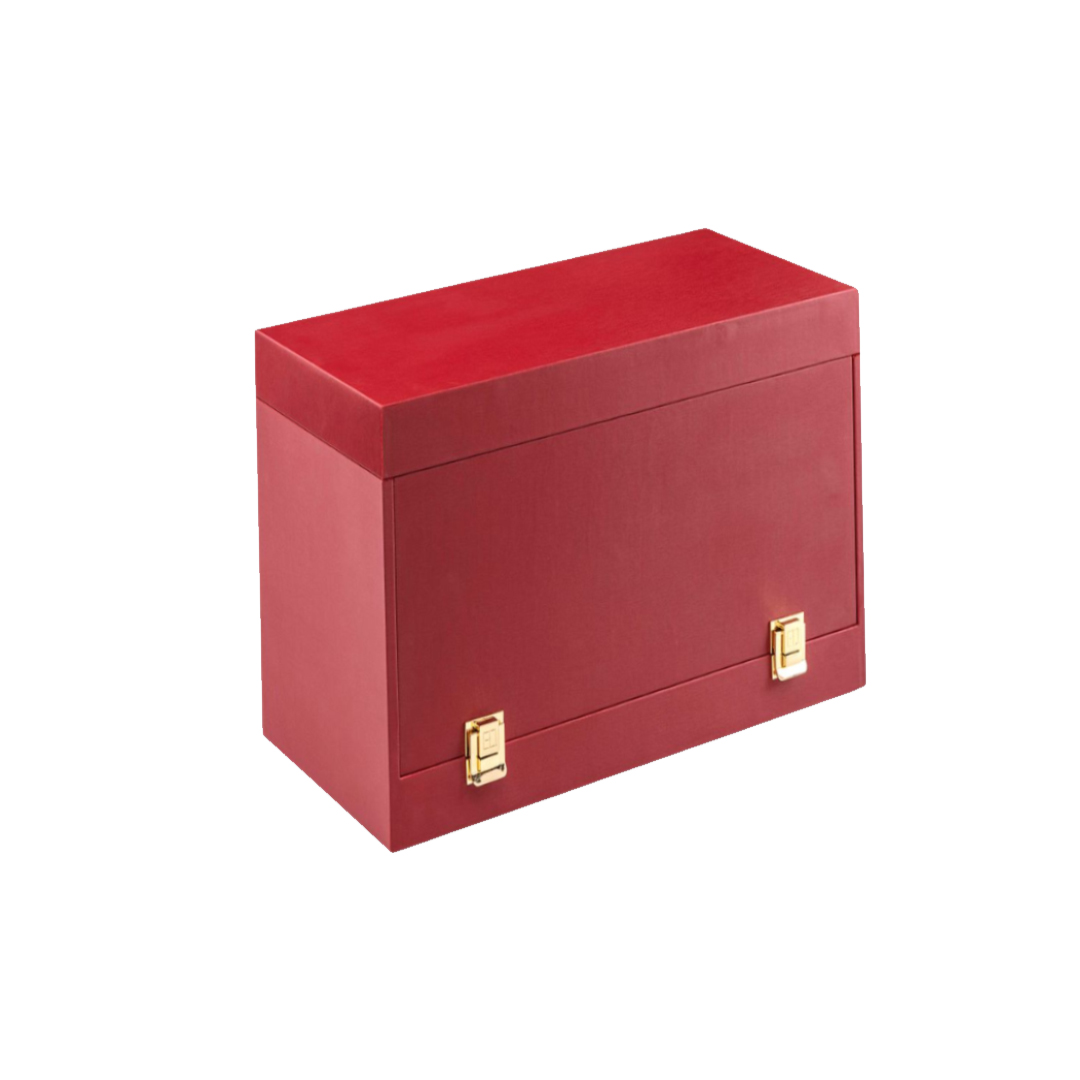 Perfume box showcasing elegant black and gold design labeled "MZF-DBP2."