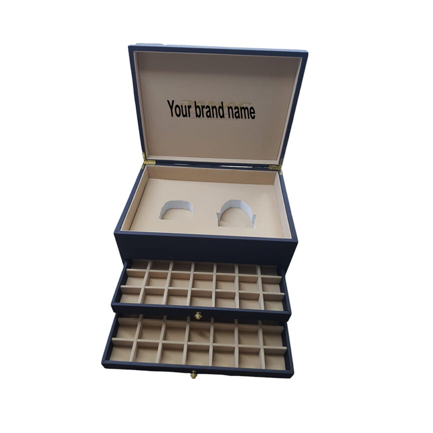Luxury perfume box with a sleek 2-tier design for perfumes and watches
