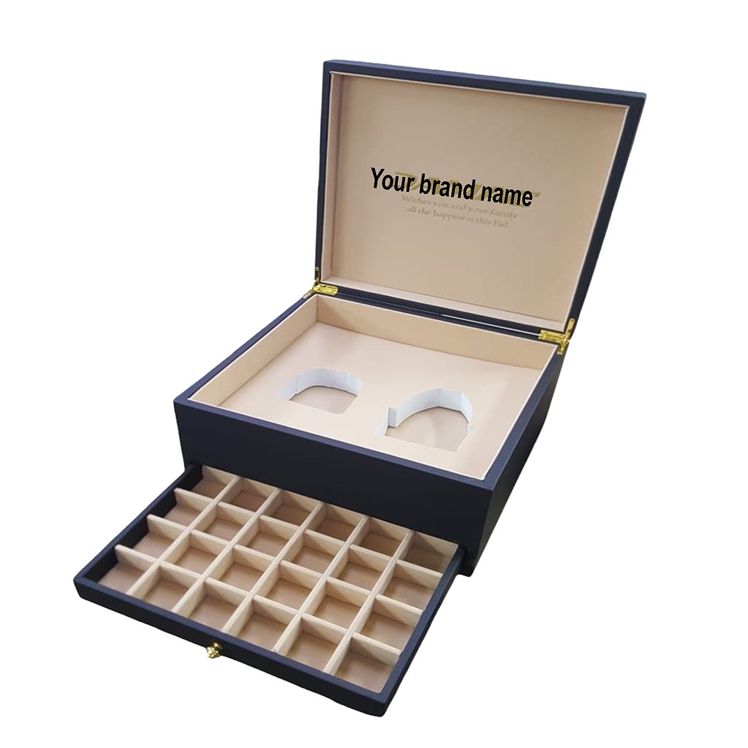 Luxury perfume box with a sleek 2-tier design for perfumes and watches