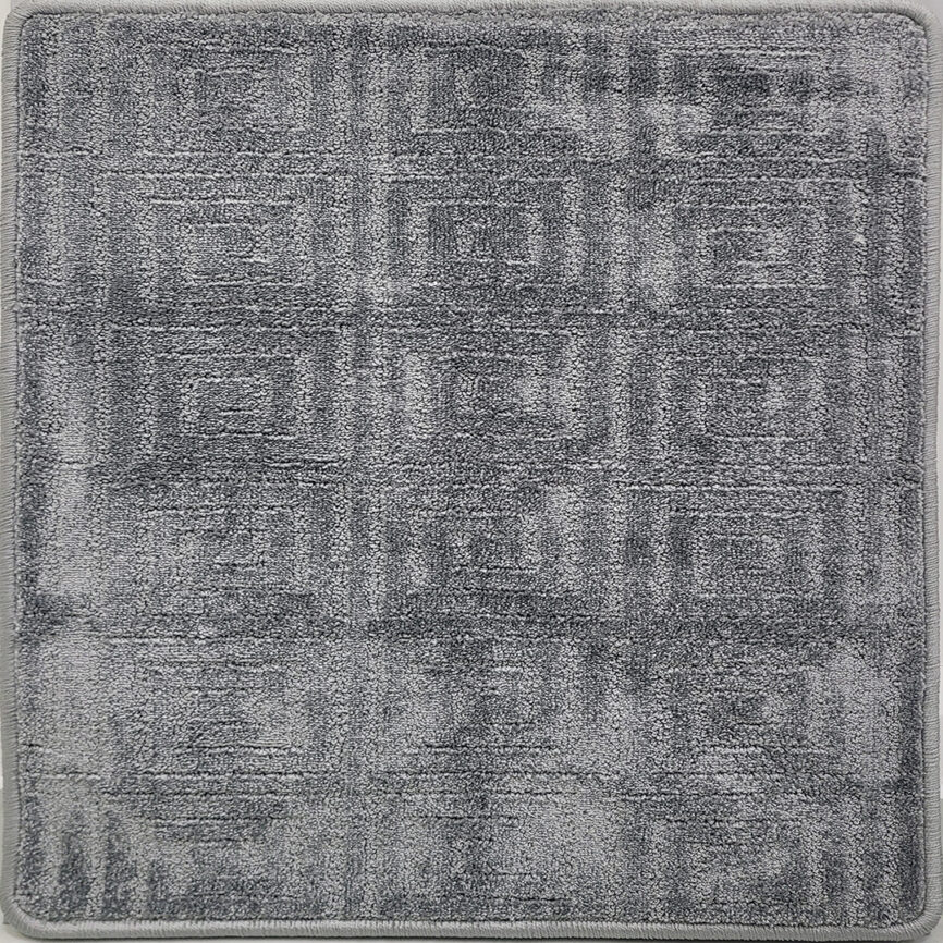 A visual comparison of different carpet textures and patterns, showcasing six smaller samples on the left and a larger single design on the right in beige and gray tones