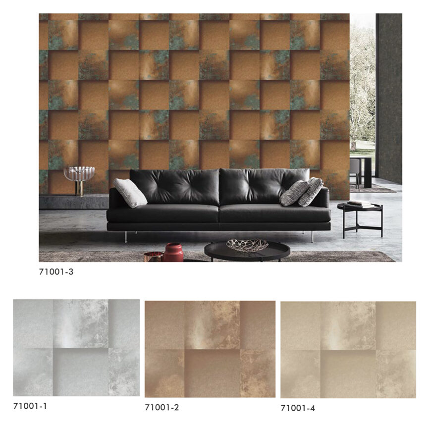 Luxury vinyl wallpaper roll with textured finish - installed by MZ Furniture in a modern UAE interior