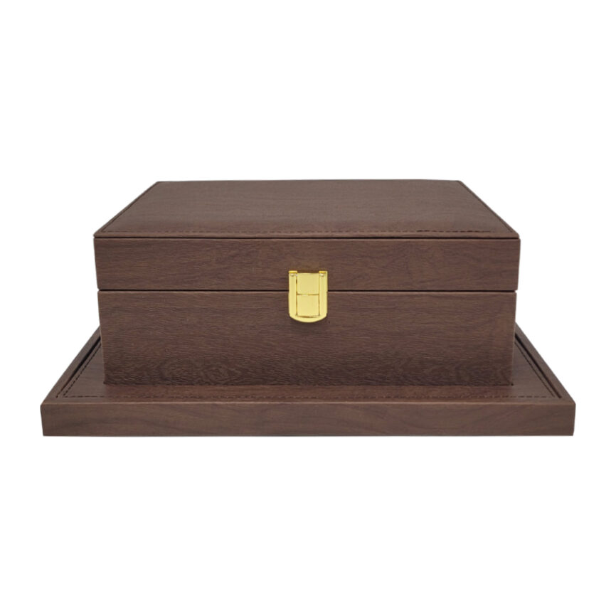Premium Dehan Al Oud gift box made of PU leather, customizable for oud and perfume oil presentation, handcrafted in the UAE