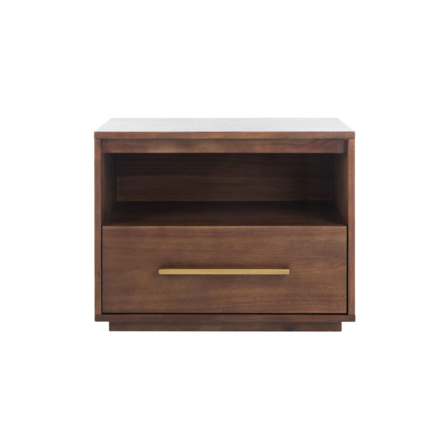 Customizable melamine nightstand with sleek metal pull-available in 100+ colors for UAE interiors.