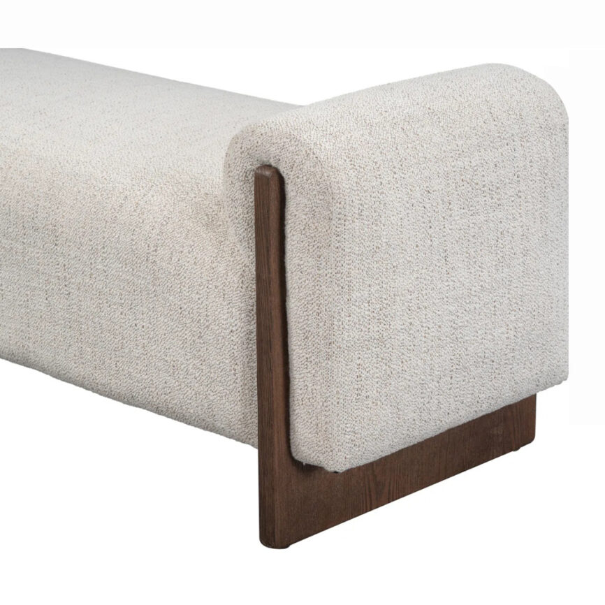 Al Maha chaise lounge in beige polyester with solid wood frame