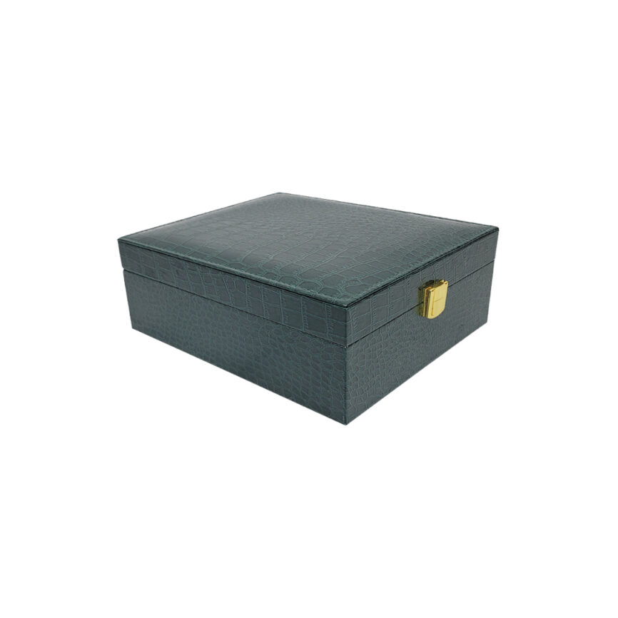 Zoomed view of Green Crocodessa texture and stitching detailing